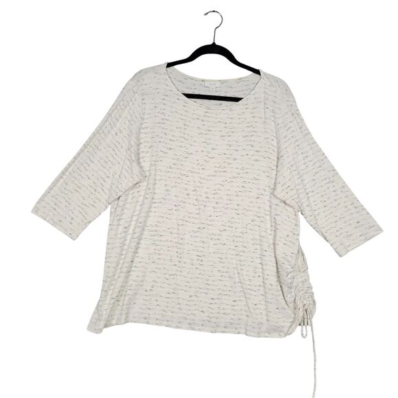 PURE JILL Cotton Modal Space Dyed Side Ruched 3/4 Sleeve Top SIZE 2X - Picture 1 of 12